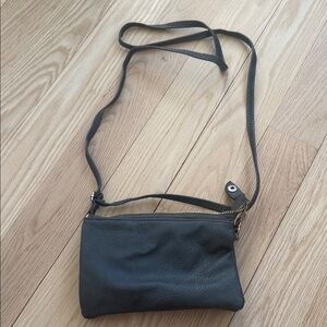 Elegant Gray Leather Crossbody Bag